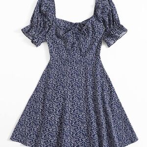 Ruffle Cuff Blue Dress